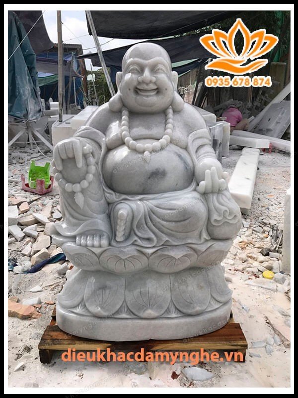 Tượng Phật Di Lặc Ngồi Bằng Đá Trắng Non Nước