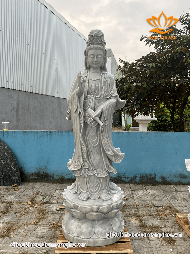 Mẫu Tượng Phật Bà Quan Âm Đá Trắng Non Nước Ngũ Hành
