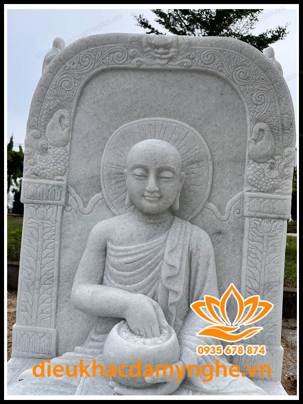 Tượng Đức Phật Silavi Ban Phước Bằng Đá Trắng Non Nước