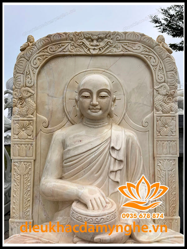 Tượng Đức Phật Silavi Ban Phước Bằng Đá Cẩm Thạch Non Nước