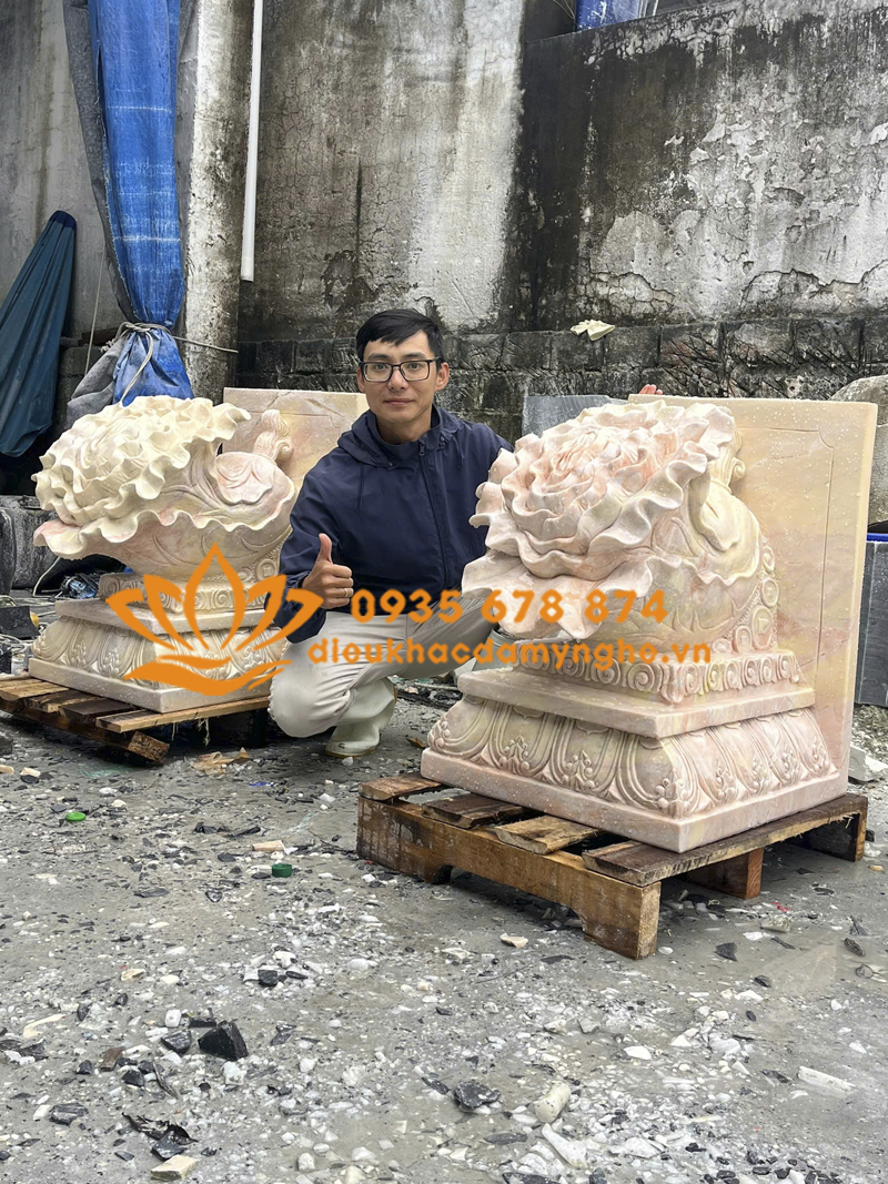 Cặp Bắp Cải Tài Lộc Để cổng Bằng Đá Cẩm Thạch Nguyên Khối