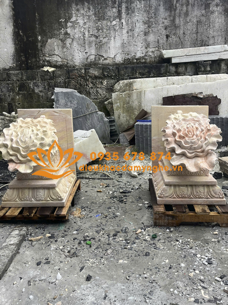 Cặp Bắp Cải Tài Lộc Để cổng Bằng Đá Cẩm Thạch Nguyên Khối