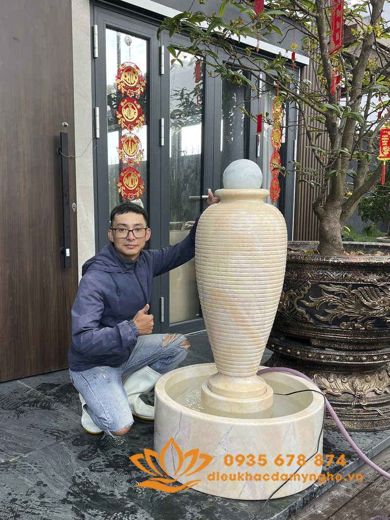 Thi Công Đài Phun Nước Thạch Thủy Bình Bằng Đá Mỹ Nghệ