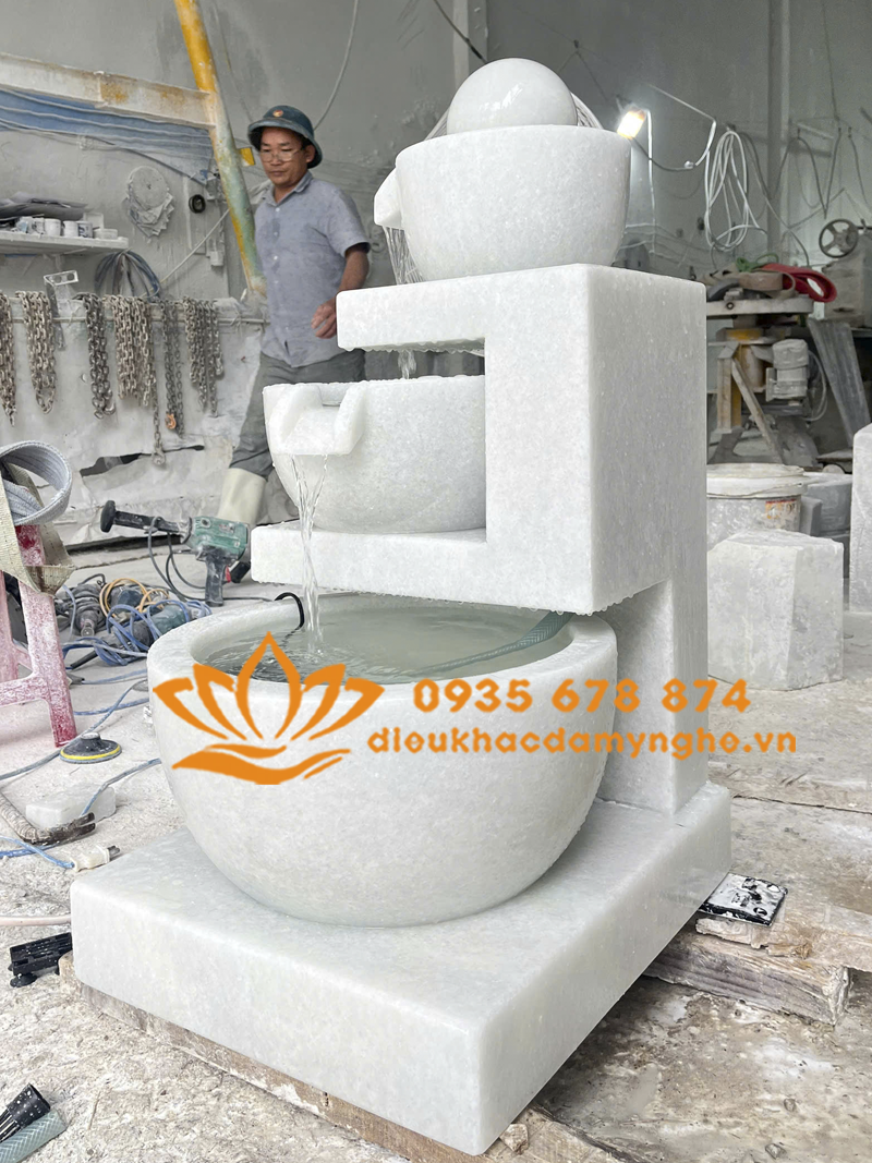 Thiết Kế Đài Phun Nước Cối Đá Mini Trang Trí Nhà Ở
