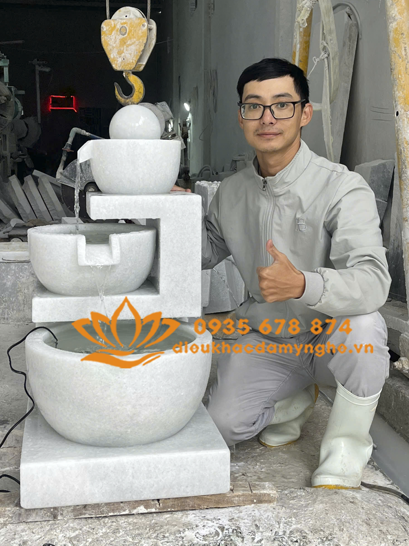 Thiết Kế Đài Phun Nước Cối Đá Mini Trang Trí Nhà Ở