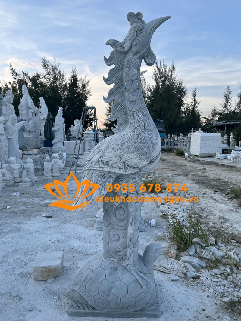 Mua Cặp Tượng Chim Hạc Bằng Đá Xám Cao 1 Mét