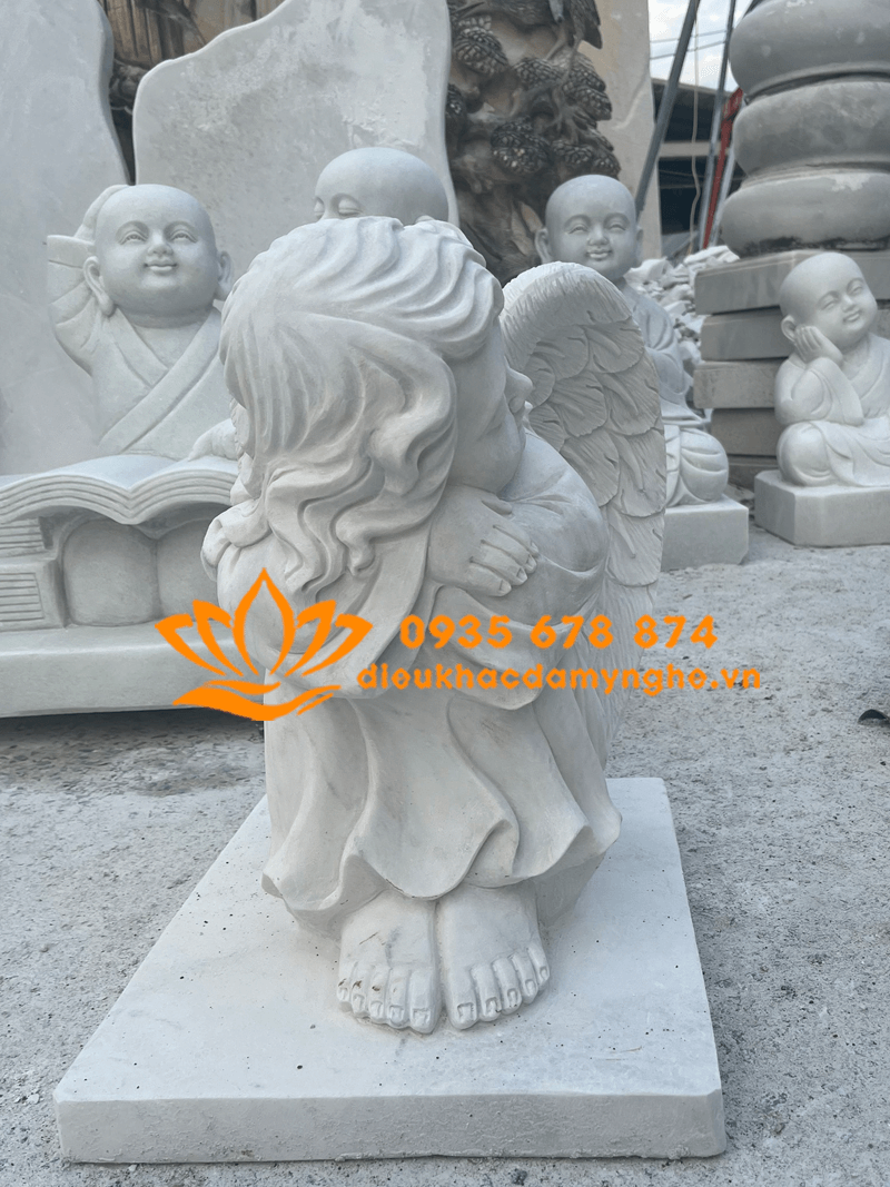 Mẫu Tượng Cậu Bé Thiên Thần Đá Mỹ Nghệ Non Nước 50cm