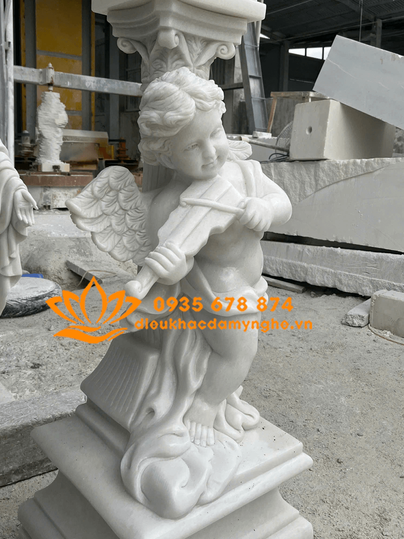 Bán Tượng 2 Thiên Thần Bằng Đá Trắng Cao Cấp, Chất Lượng