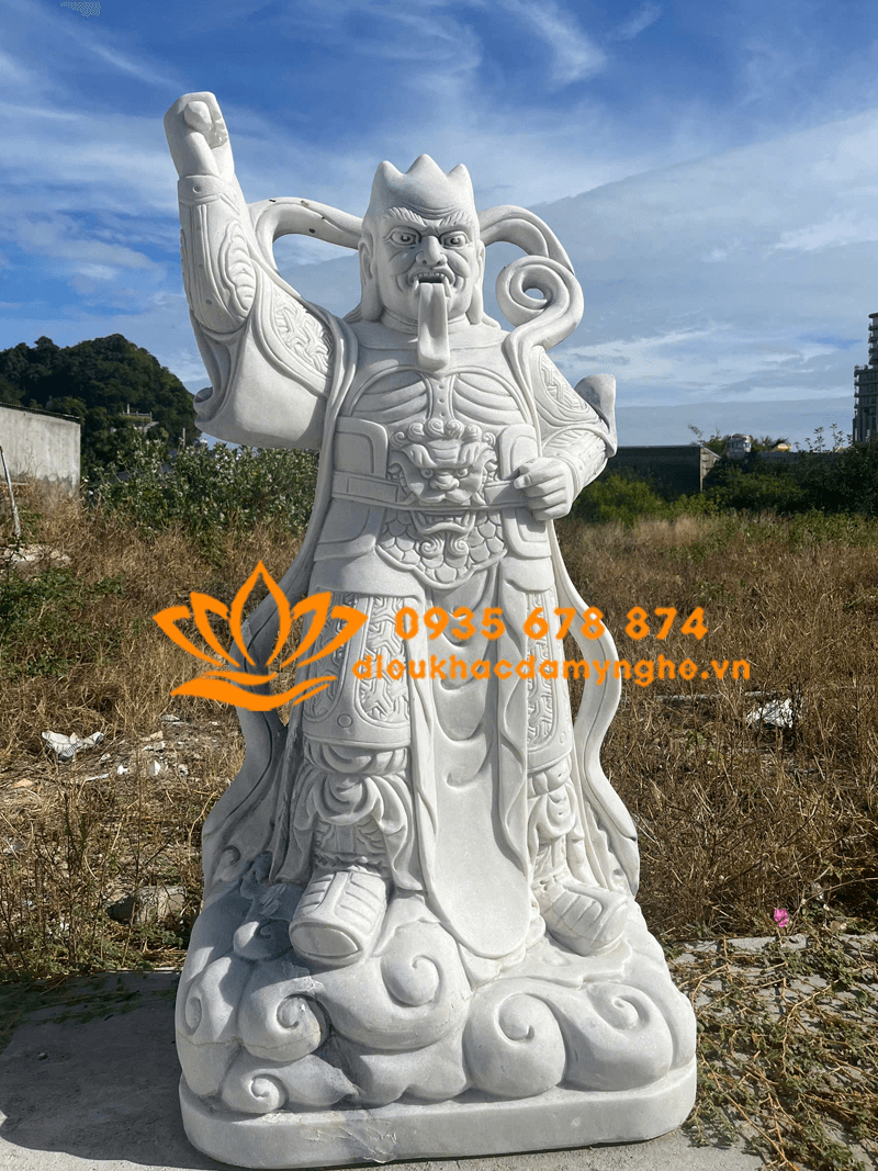 Bán Tượng Tiêu Diện Hộ Pháp Bằng Đá Trắng Cao 1,5 Mét