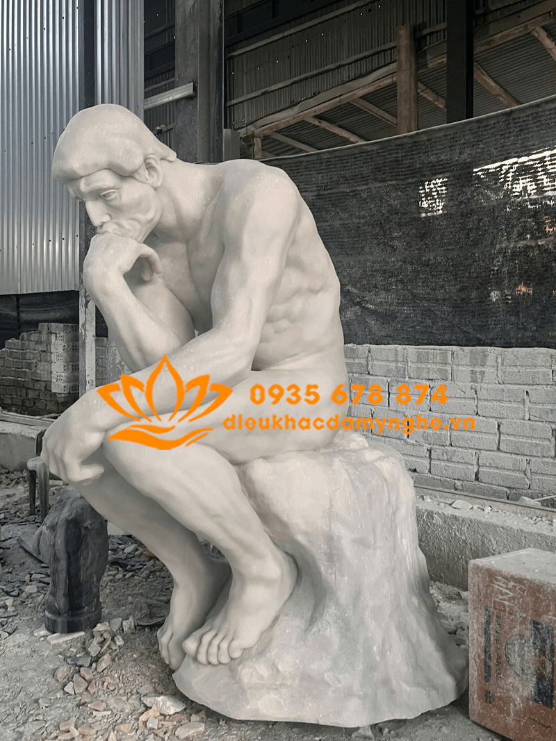 Bức Tượng Người Suy Tư – Rodin Bằng Đá Cẩm Thạch Trắng