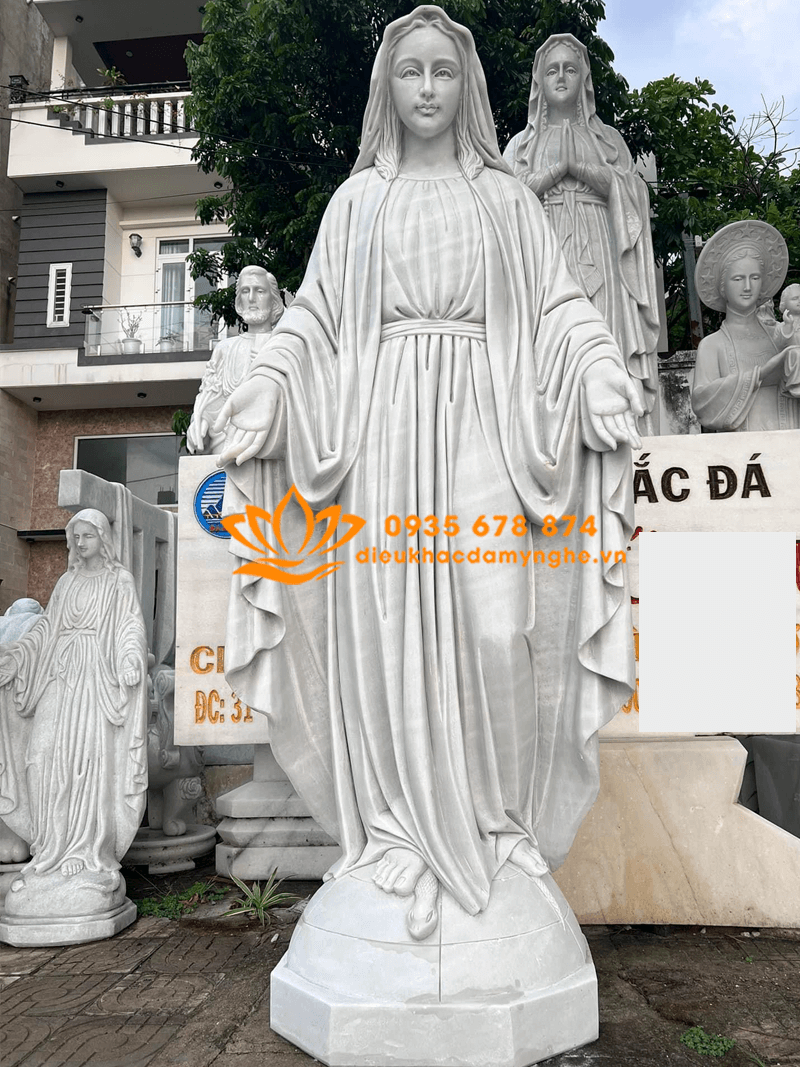 Giá Bán Tượng Đức Mẹ Ban Ơn Bằng Đá Trắng Cao 2,5 Mét