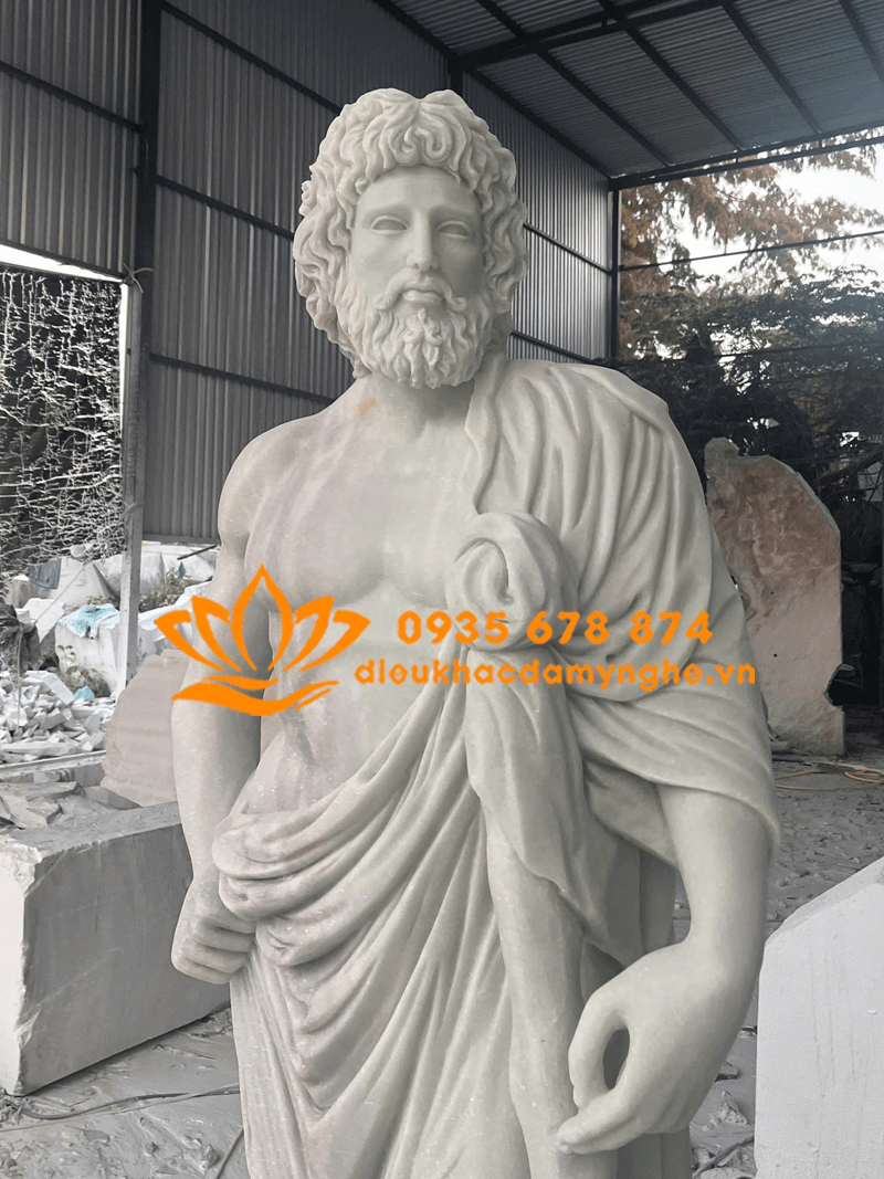 Tượng Thần Zeus Hy Lạp Bằng Đá Cẩm Thạch Trắng Đẹp