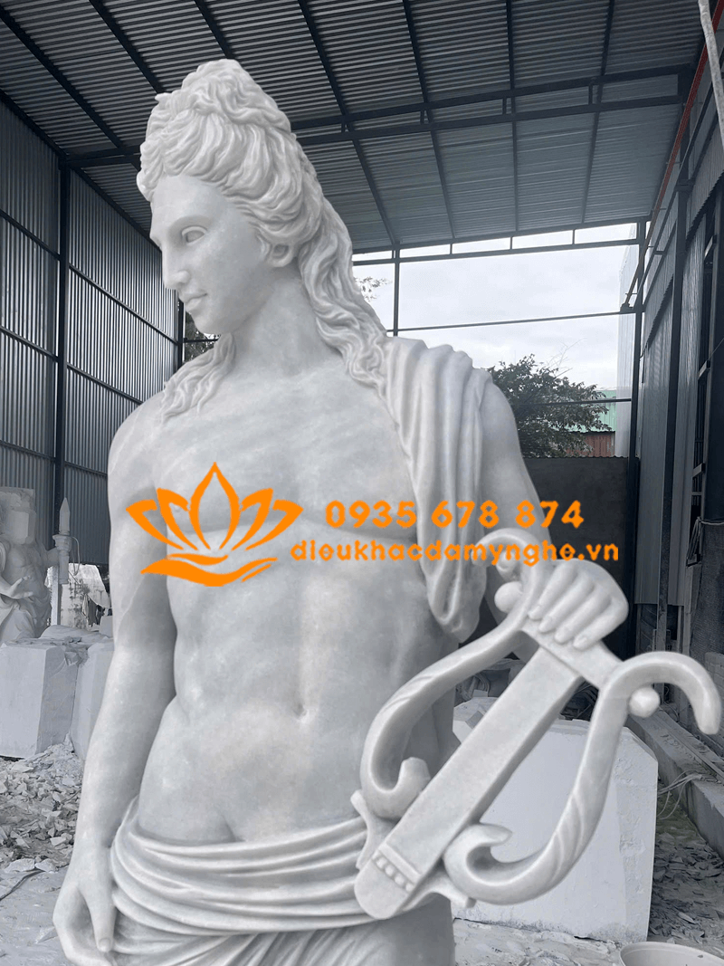 Tượng Thần Apollo Bằng Đá Cẩm Thạch Trắng Nguyên Khối