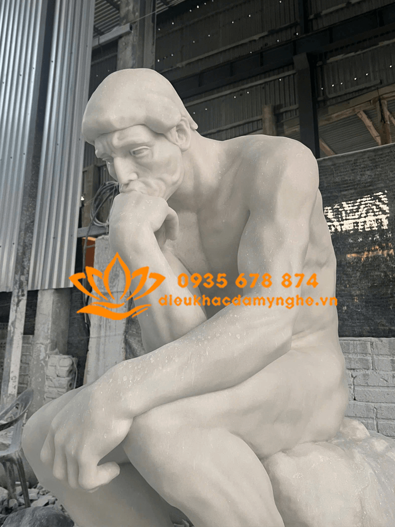 Bức Tượng Người Suy Tư – Rodin Bằng Đá Cẩm Thạch Trắng