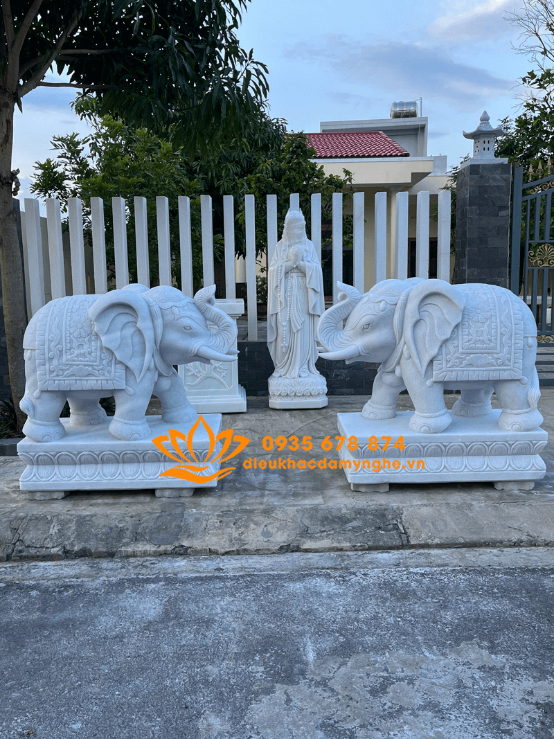 Mẫu Tượng Voi Đá Bằng Đá Mỹ Nghệ Non Nước Đẹp Nhất