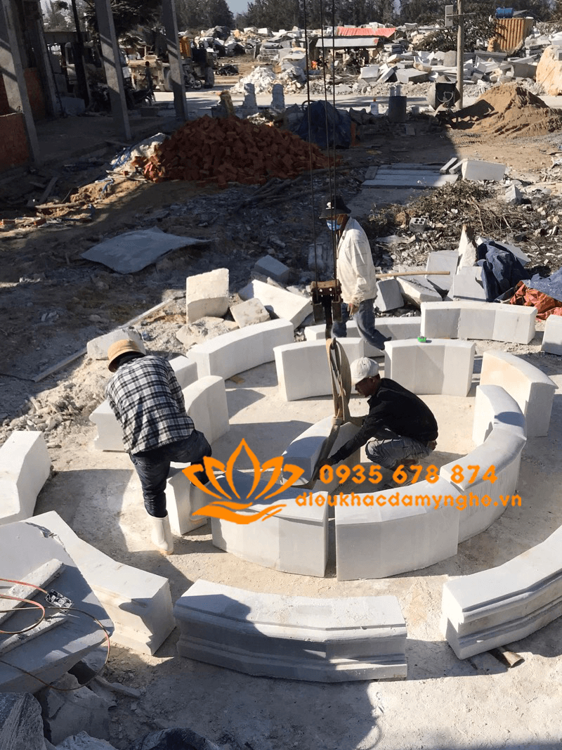 Thi Công Đài Phun Nước Bằng Đá Trang Trí Sân Vườn