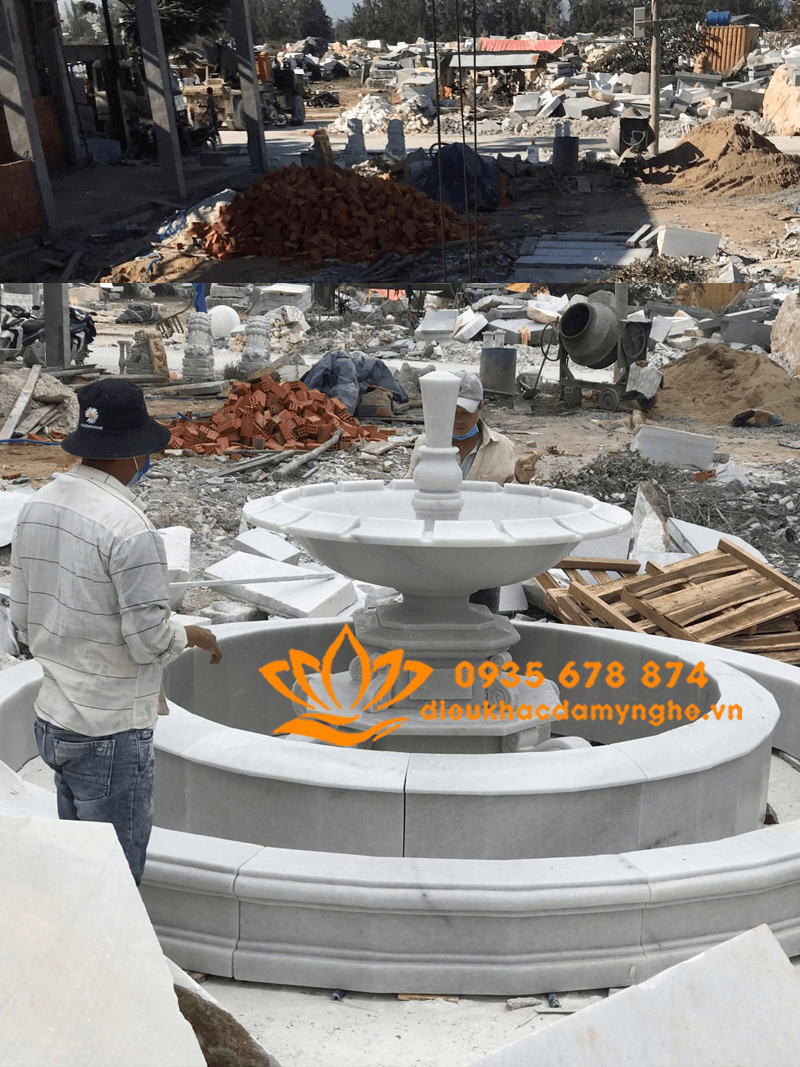 Thi Công Đài Phun Nước Bằng Đá Trang Trí Sân Vườn