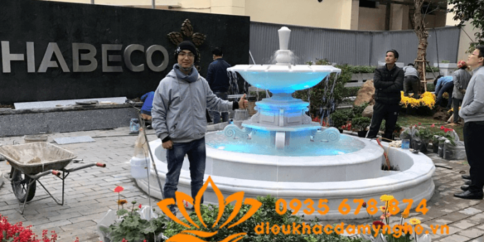lam dai phun nuoc san vuon bang da dep