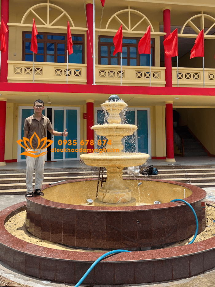 thi cong dai phun nuoc bang da cam thach dep