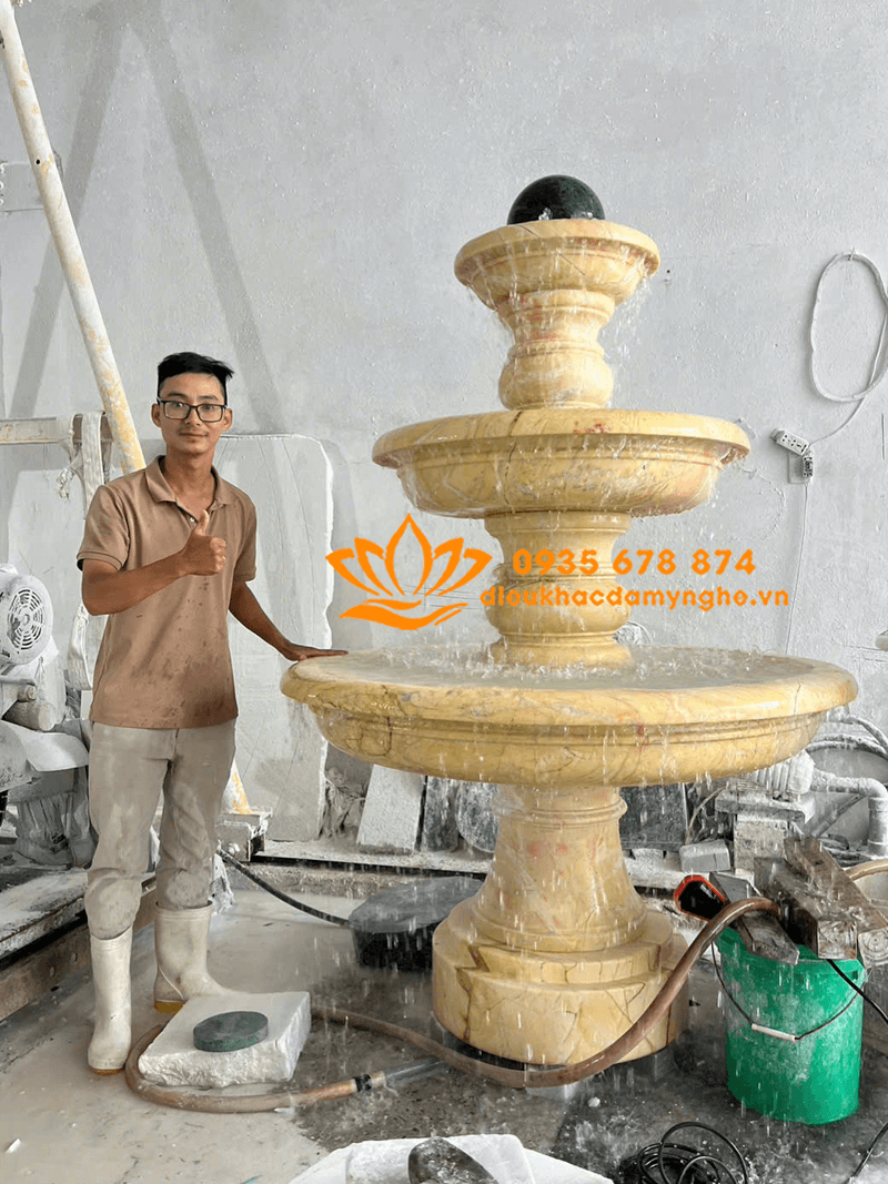 Thi Công Đài Phun Nước Phong Thủy Bằng Đá Cẩm Thạch