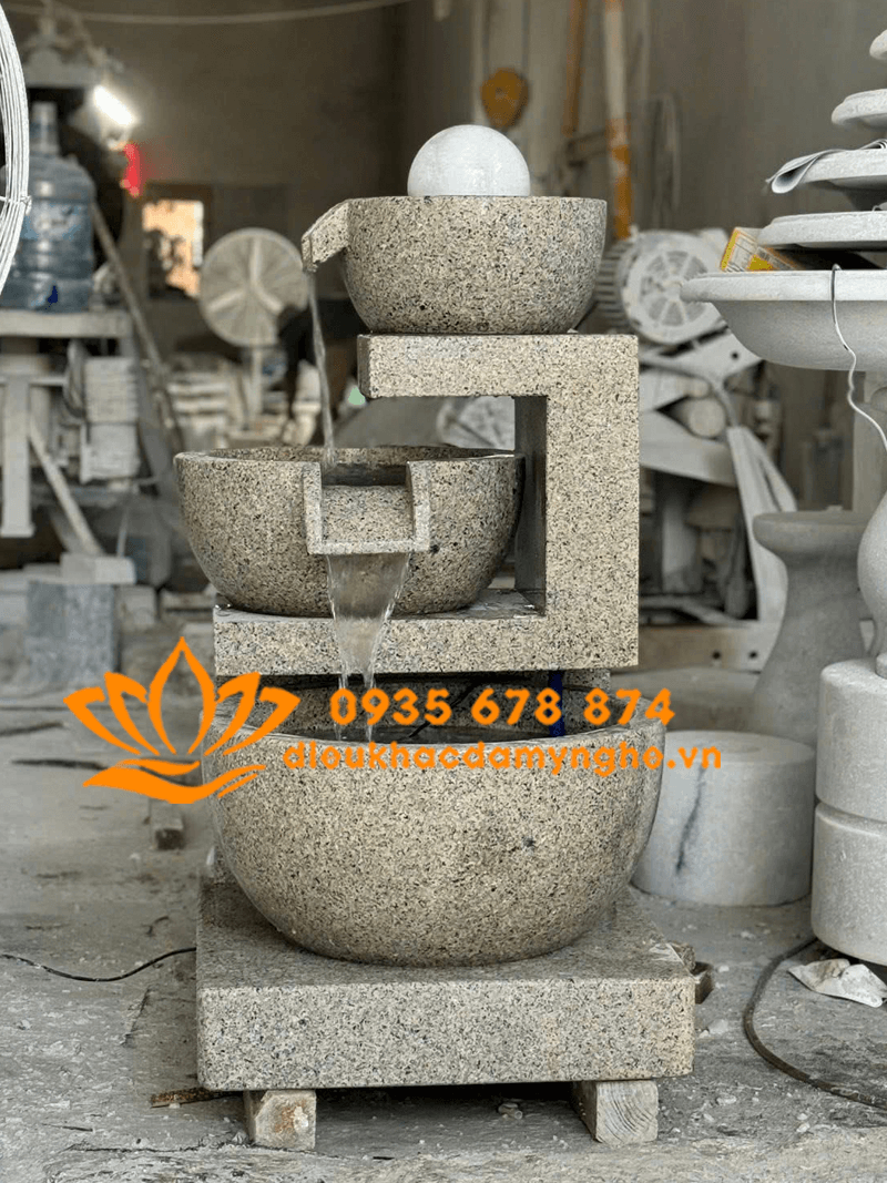 Thác Nước Cối Xay Bằng Đá Granite Size Nhỏ Trang Trí Nhà Ở
