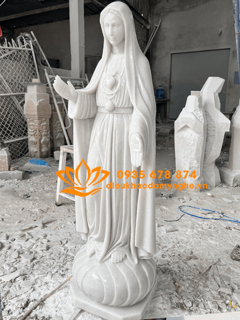 Tượng Đức Mẹ Fatima Bằng Đá Cẩm Thạch Trắng Đẹp Nhất
