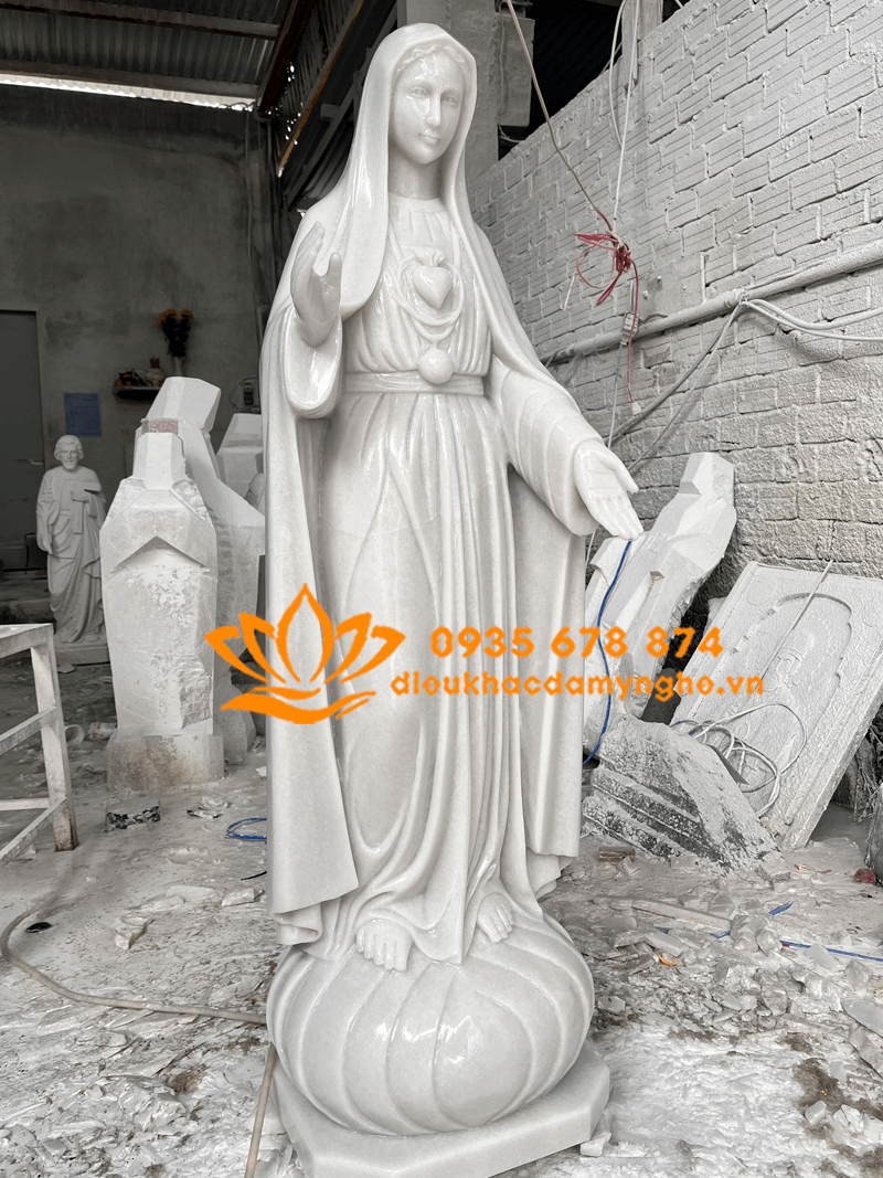 Tượng Đức Mẹ Fatima Bằng Đá Cẩm Thạch Trắng Đẹp Nhất