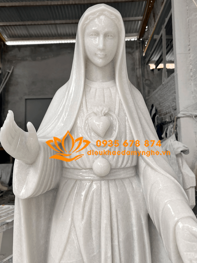Tượng Đức Mẹ Fatima Bằng Đá Cẩm Thạch Trắng Đẹp Nhất