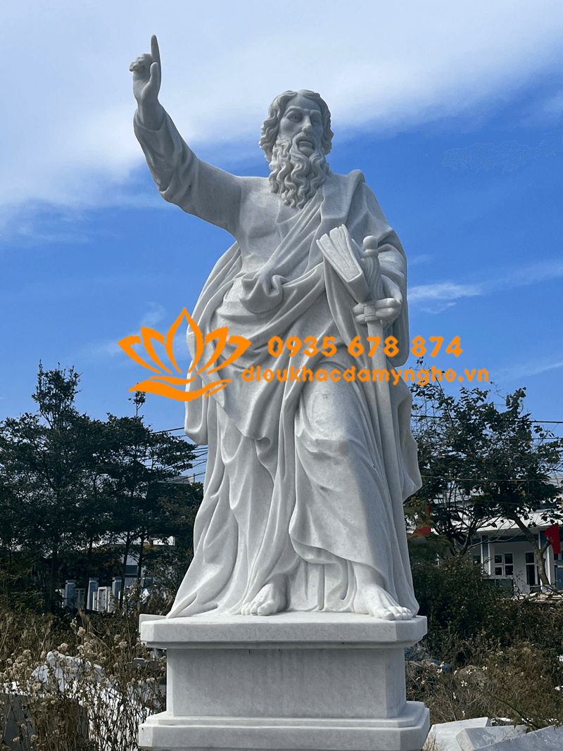 Tượng Thánh Phaolô Bằng Đá Cẩm Thạch Trắng Mịn Đẹp