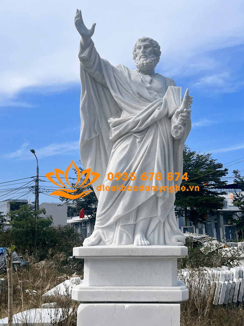 Tượng Thánh Phêrô Bằng Đá Cẩm Thạch Trắng Chất Lượng