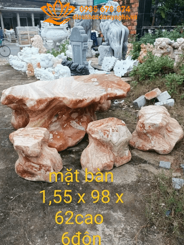 bo ban ghe da cam thach hong