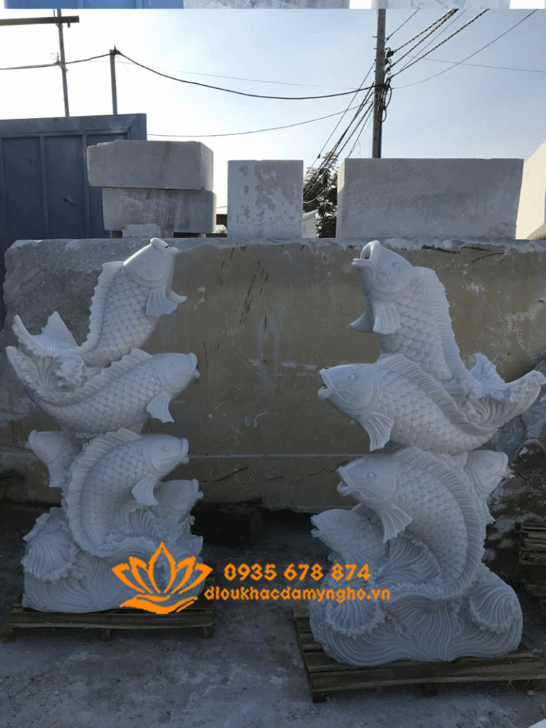 cap tuong ca chep phong thuy bang da trang