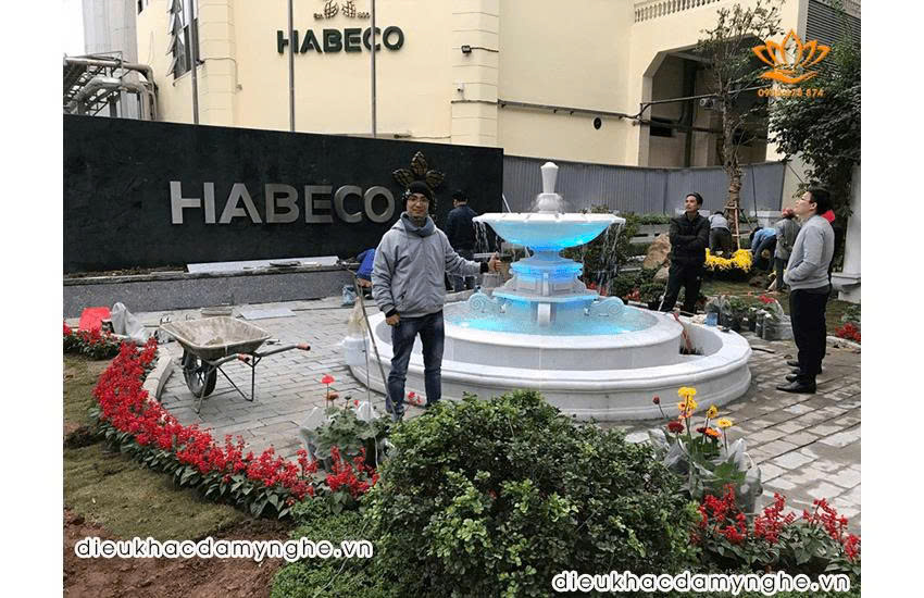 Chế Tác Đài Phun Nước Bằng Đá Trắng Cho Habeco Hà Nội