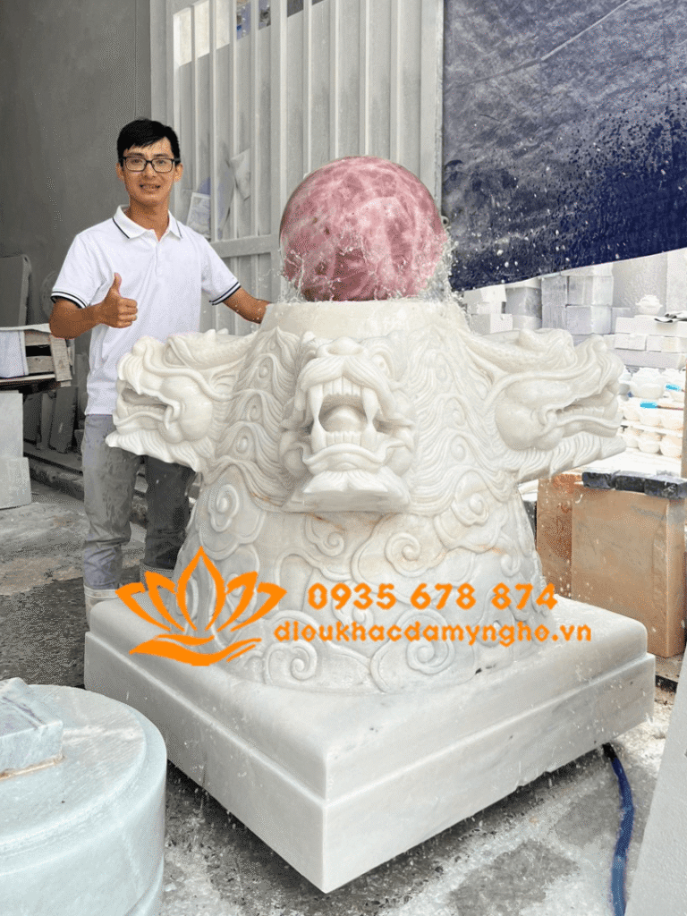 ban tuong dai phun nuoc nghe thuat bang da dep