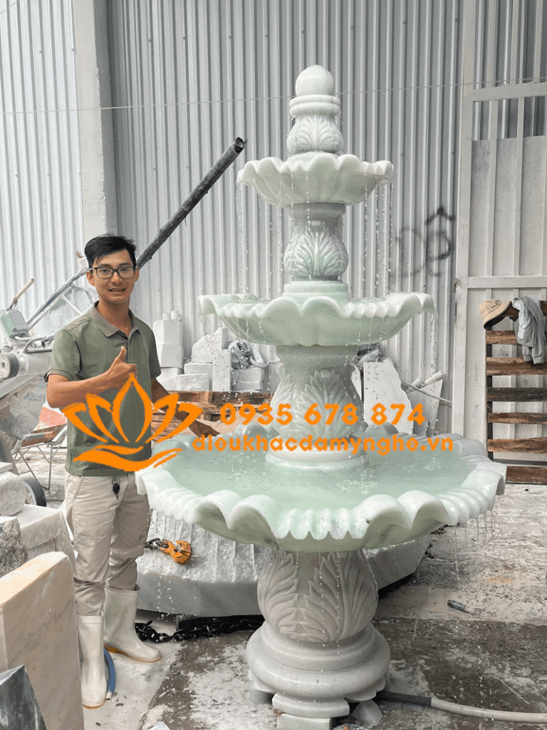 mau dai phun nuoc 3 tang bang da cam thach nguyen khoi dep