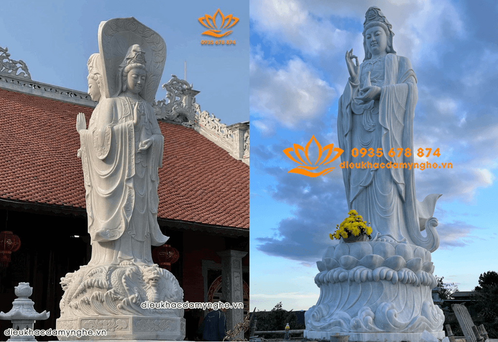 Tổng Hợp Tượng Quan Âm Bằng Đá Đẹp Cho Chùa, Sân Vườn