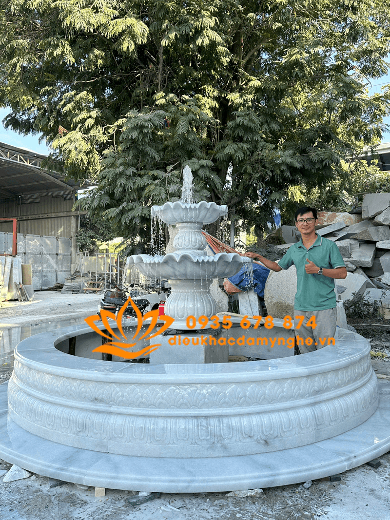 Điêu Khắc Tượng Phun Nước Nghệ Thuật Bằng Đá Trắng Tự Nhiên