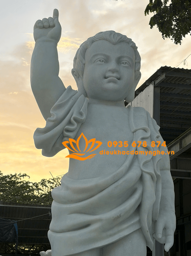 Mẫu Tượng Phật Đản Sanh Bằng Đá Đẹp Nguyên Khối