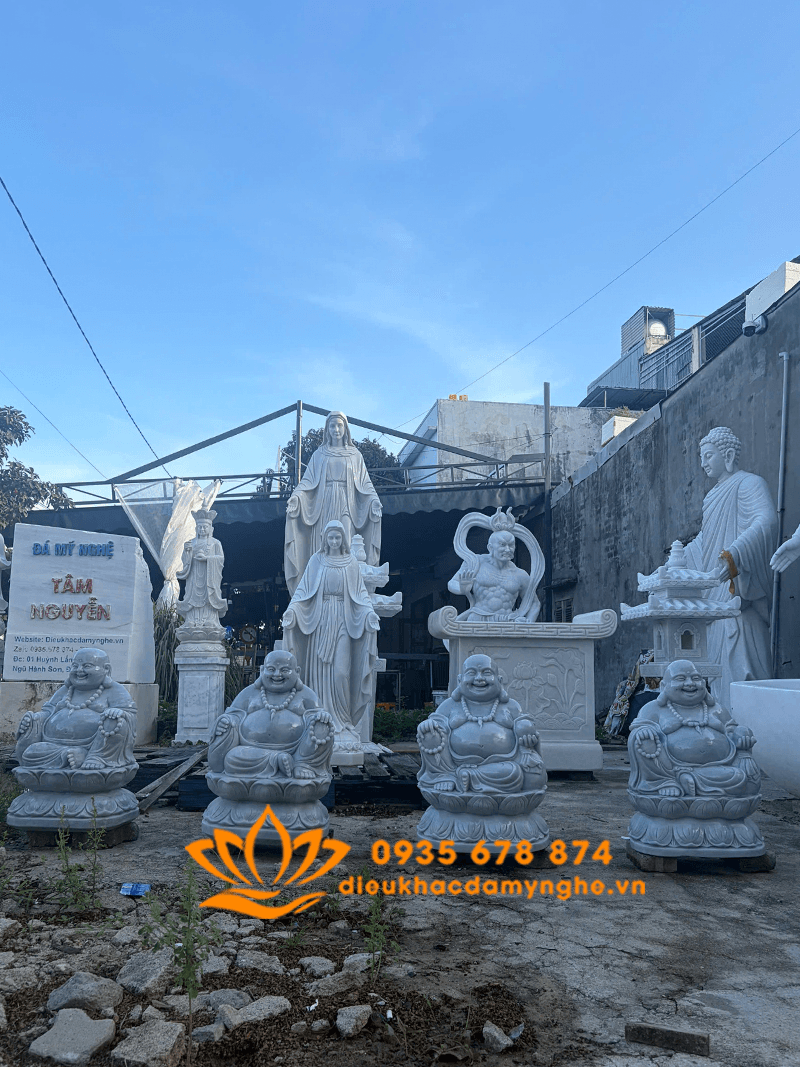 Tượng Di Lặc Thần Tài Bằng Đá Đẹp Trang Trí Cửa Hàng