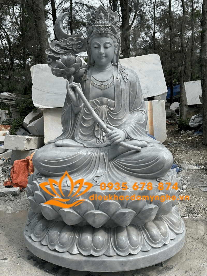 Mẫu Tượng Quán Tự Tại Bồ Tát Bằng Đá Cẩm Thạch Xám Đẹp